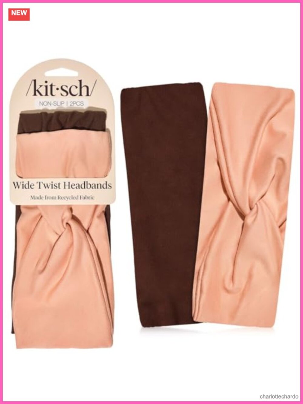 Wide Non Slip Sport Headbands Recycled Polyester Stretch Fit 2pc